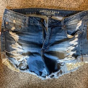 High rise jean shorts